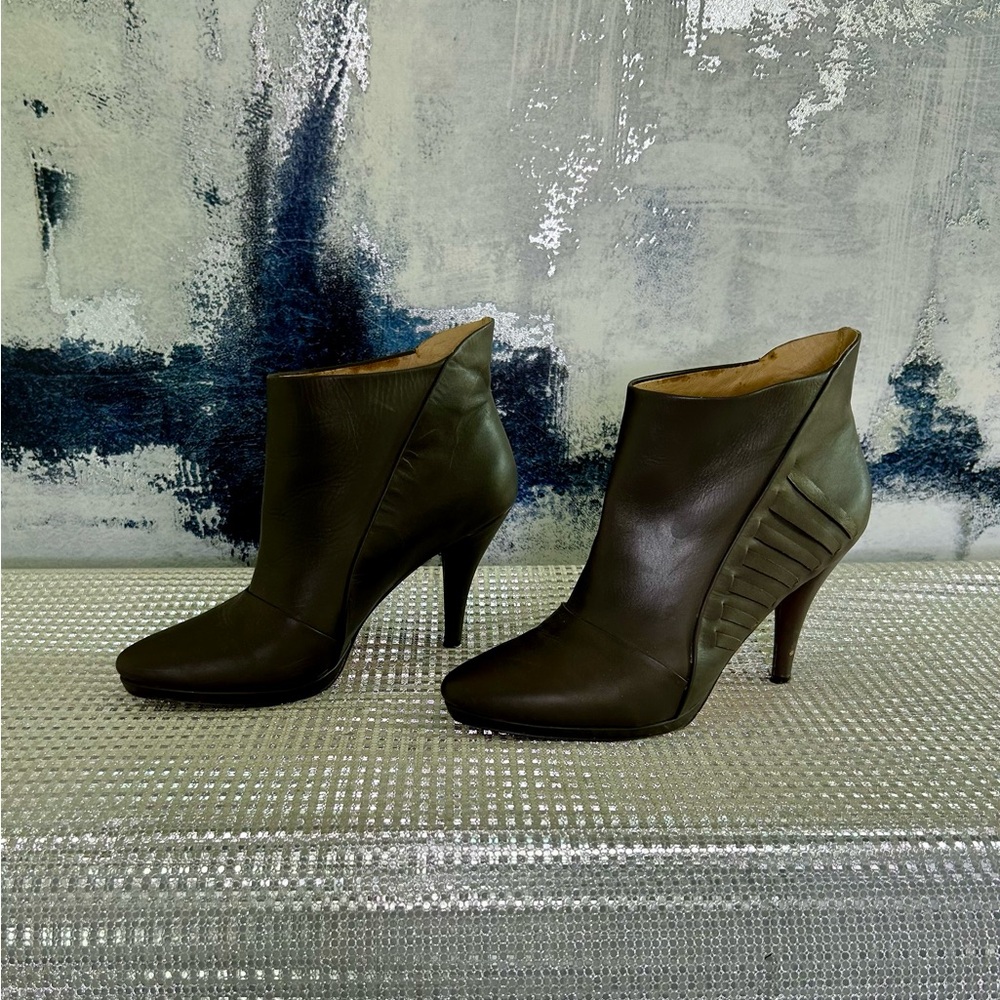 L.A.M.B. Dark Olive Heeled Boots